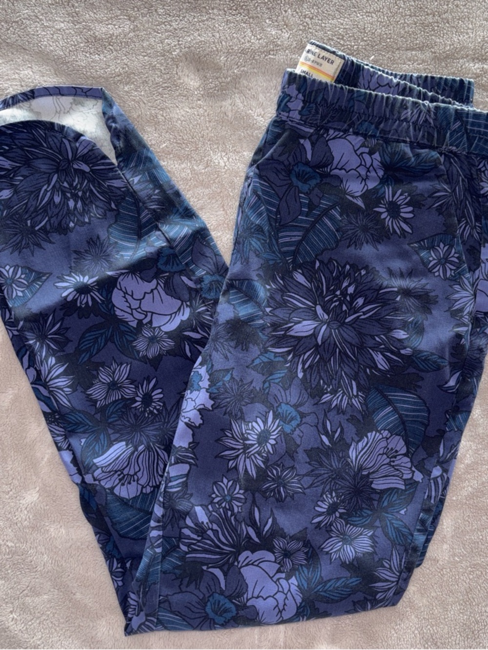 Marine Layer Re-Spun Women’s Allison Purple and Navy Floral Joggers Size S
